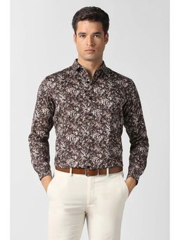 Van Heusen - Men Brown Print Full Sleeves Party Shirt