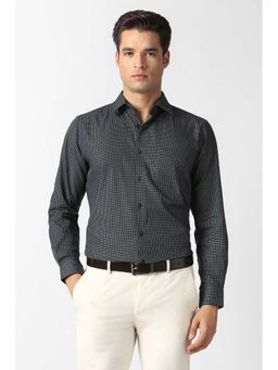 Van Heusen - Men Black Check Full Sleeves Formal Shirt