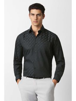 Van Heusen - Men Black Textured Full Sleeves Shirt