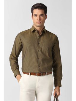 Van Heusen - Men Olive Textured Full Sleeves Shirt