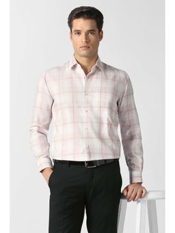 Van Heusen - Men Pink Check Full Sleeves Formal Shirt
