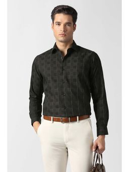 Van Heusen - Men Black Check Full Sleeves Formal Shirt
