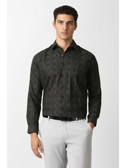 Van Heusen - Men Black Check Full Sleeves Formal Shirt
