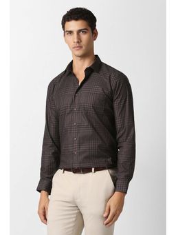 Van Heusen - Men Brown Check Full Sleeves Formal Shirt
