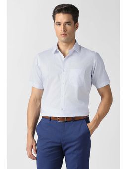 Van Heusen - Men Blue Check Half Sleeves Formal Shirt