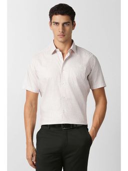 Van Heusen - Men White Check Half Sleeves Formal Shirt