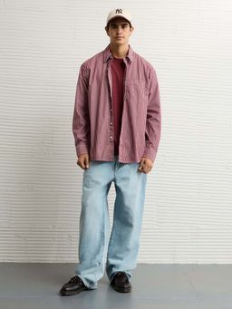 American Eagle - Men Maroon Ae Everyday Relaxed Fit Poplin Shirt