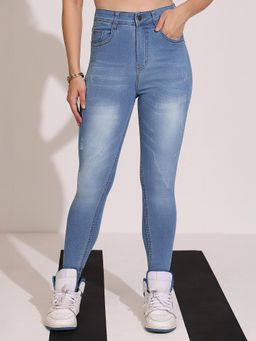 DOLCE CRUDO - Womens Blue High Rise Mildly Distressed Denim Skinny Jeans
