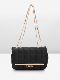 Carlton London - Rosabelle Quilted Black Chain Strap Sling Bag (M)
