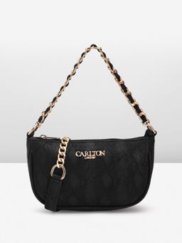 Carlton London - Raffaella Black Textured Sling Bag (M)