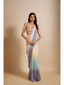 Masumi Mewawalla - Pink Pre Drape Saree with Stitched Blouse