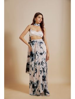 Masumi Mewawalla - Blue Shibori Lehenga with Blouse and Dupatta (Set of 3)