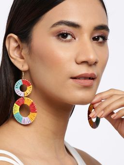 Blueberry - Multi Raffia Circular Drop Earring