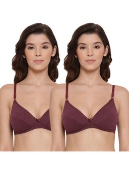 Lyra - Women's Non-padded Plunge Bra Pack Of 2 - Purple