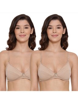 Lyra - Women's Non-padded Plunge Bra Pack Of 2 - Nude