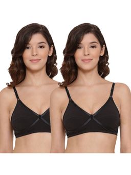 Lyra - Women's Cross Over Comfort Bra 502 Pack Of 2 - Black