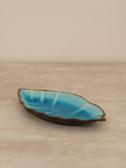 Pure Home + Living - Blue Ombre Adler Ceramic Leaf Platter