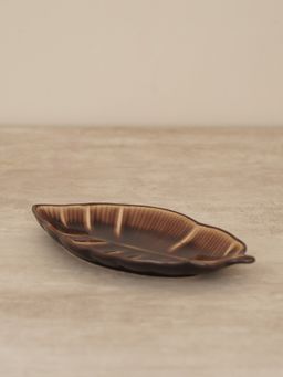 Pure Home + Living - Brown Ombre Adler Ceramic Leaf Platter