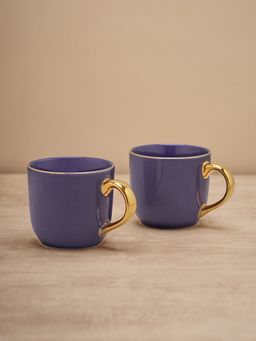 Pure Home + Living - Purple Porcelain Coffee Mugs with Gold Handle