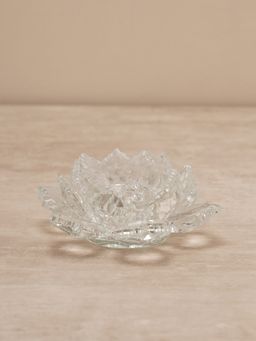 Pure Home + Living - Transparent Crystal Lotus Shaped Tealight Candle Holder