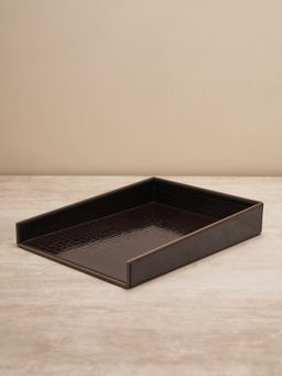 Pure Home + Living - Brown Faux Leather A4 Tray