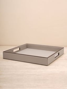 Pure Home + Living - Beige Faux Square Leather Serving Tray