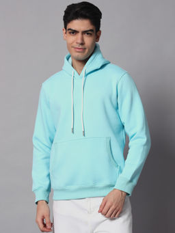 Obaan - Mens Turquoise Solid Hoodie