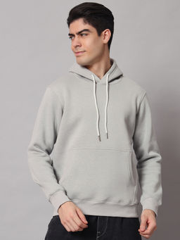 Obaan - Mens Grey Solid Hoodie