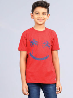 ZION - Red Printed Slim Fit T-Shirt