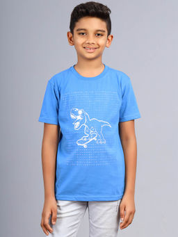 ZION - Blue Printed Slim Fit T-Shirt