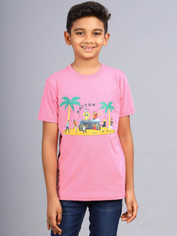 ZION - Pink Printed Slim Fit T-Shirt