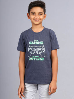 ZION - Navy Blue Printed Slim Fit T-Shirt