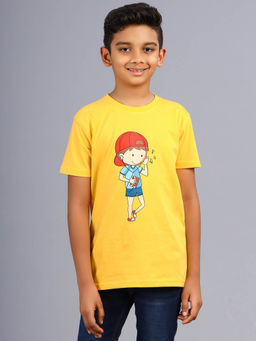 ZION - Yellow Printed Slim Fit T-Shirt