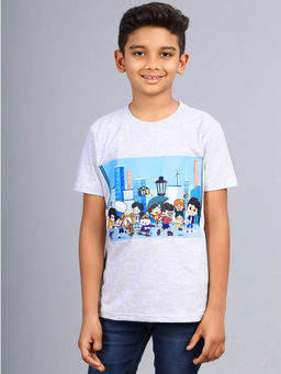 ZION - Grey Printed Slim Fit T-Shirt