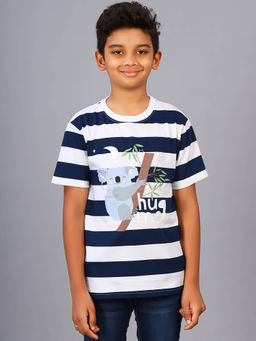 ZION - Navy Blue Stripes Slim Fit T-Shirt