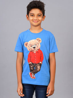 ZION - Blue Printed Slim Fit T-Shirt