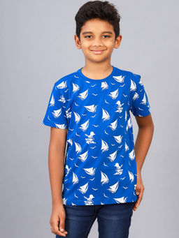ZION - Blue Printed Slim Fit T-Shirt