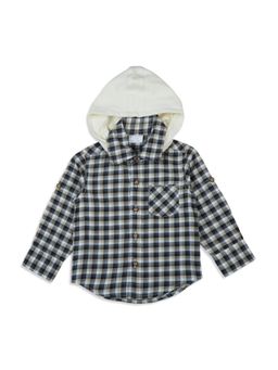 My Milestones - Checks Shirt with Detachable Hoodie - Black