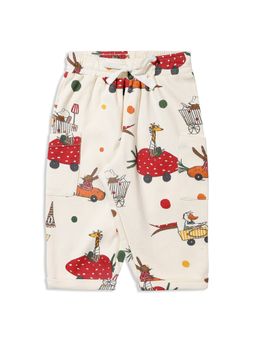 My Milestones - Drawstring Printed Joggers with Pockets - Cream