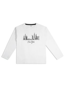 My Milestones - Drop Shoulder Tee with Newyork Foil Print - White