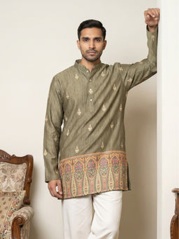 Jompers - Green Woven Cotton Regular Kurta