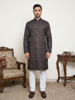Jompers - Maroon Woven Cotton Blend Kurta and Pyjama