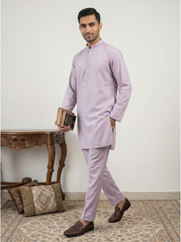 Jompers - Lavender Solid Silk Blend Kurta and Pyjama