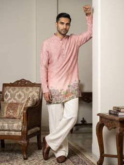Jompers - Peach Paisley Cotton Blend Kurta and Pyjama