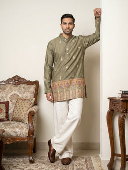 Jompers - Green Woven Cotton Blend Kurta and Pyjama