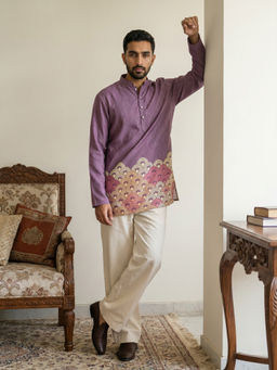 Jompers - Purple Woven Cotton Blend Kurta and Pyjama