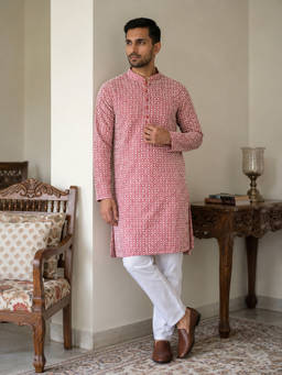 Jompers - Coral Embroidered Pure Cotton Kurta and Pyjama
