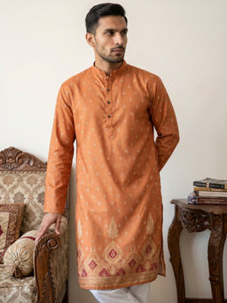 Jompers - Orange Woven Cotton Regular Kurta