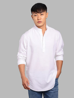 ROOKIES - White Solid Blended Regular Short Kurta