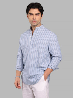 ROOKIES - Blue Stripes Cotton Blend Regular Short Kurta